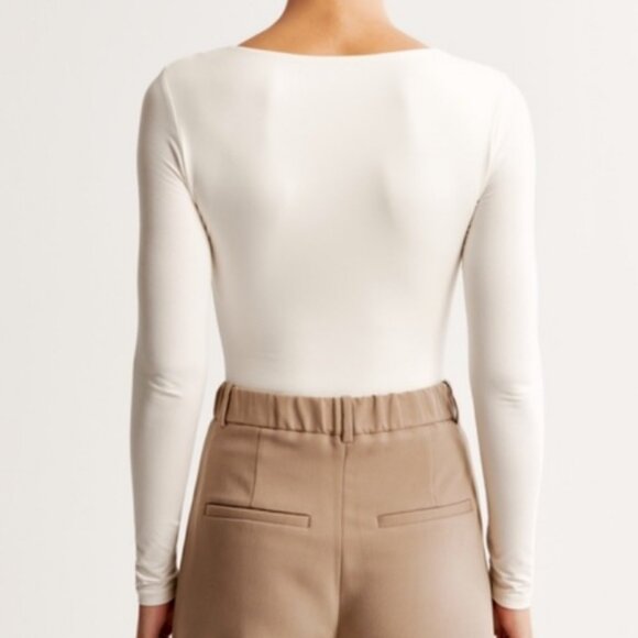 Abercrombie & Fitch - Long-Sleeve Cotton-Modal Squareneck Corset Bodysuit - Picture 2 of 6
